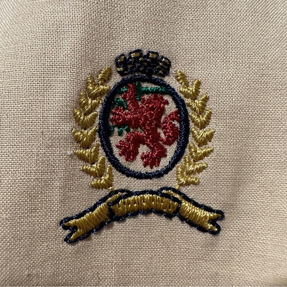 TOMMY HILFIGER Vintage 100% Cotton Business Man Trench Coat RARE Cream Tan Sz. L - Picture 6 of 11